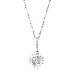 0.16 Carat Diamond Baguette Flower Necklace 