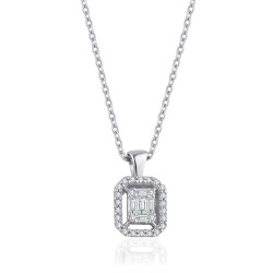 0.16 Carat Diamond Baguette Necklace 