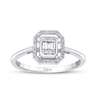 0.16 Karat Pırlanta Baget Yüzük - Lizay Pırlanta