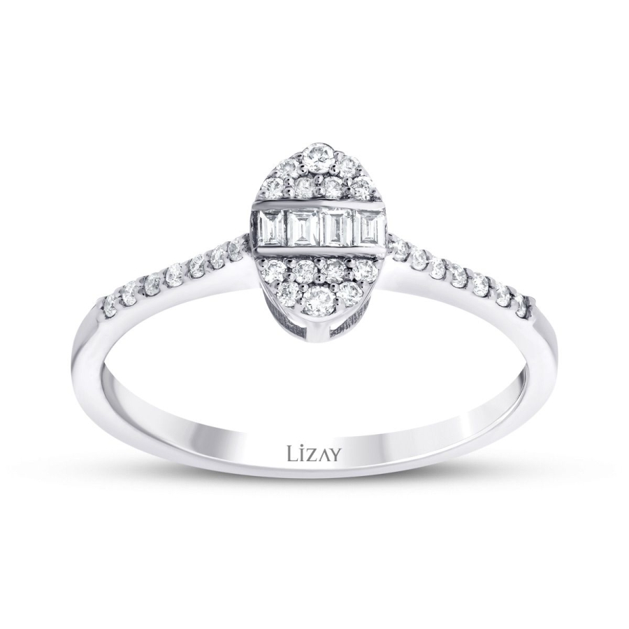 0.19 Karat Pırlanta Oval Baget Yüzük