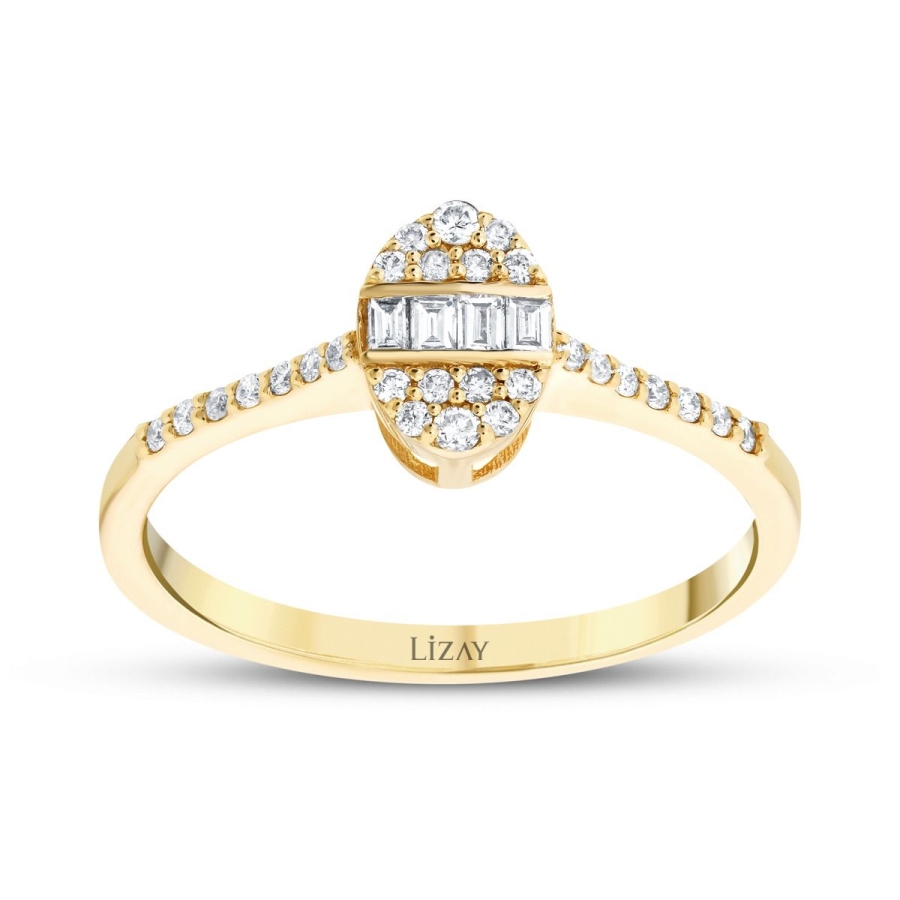 0.19 Karat Pırlanta Oval Baget Yüzük