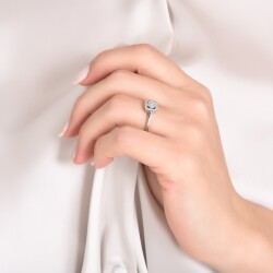 0.19 Karat Pırlanta Taşlı Kare Yüzük - 4