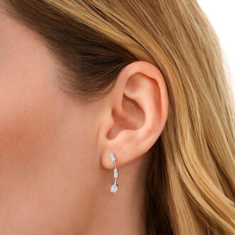 0.21 Karat Pırlanta Baget Küpe - 3