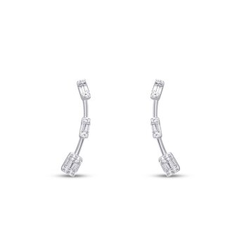 0.21 Karat Pırlanta Baget Küpe - 2