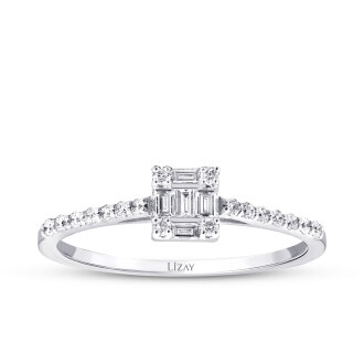 0.21 Karat Pırlanta Baget Yüzük - 1