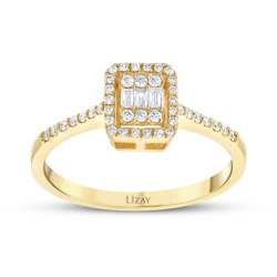 0.21 Karat Pırlanta Baget Yüzük - 1