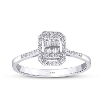 0.22 Karat Pırlanta Baget Yüzük - 1