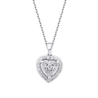 0.22 Karat Pırlanta Kalp Kolye - 2