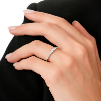 0.22 Karat Pırlanta Markiz Yüzük - 3