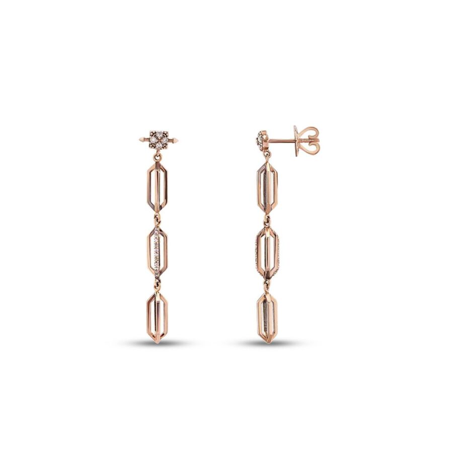 0.22 Karat Pırlanta Sarkık Modern Küpe