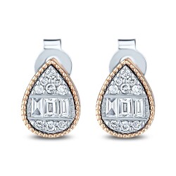 0.23 Karat Pırlanta Baget Damla Küpe - 2