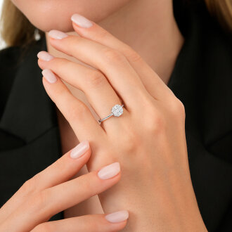 0.24 Karat Pırlanta Baget Yuvarlak Yüzük - 3