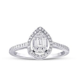 0.25 Karat Pırlanta Damla Baget Yüzük 