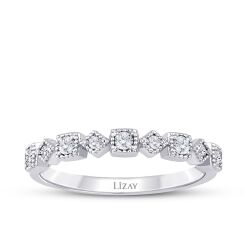 0.25 Karat Pırlanta Dokuz Taşlı Yüzük - 1