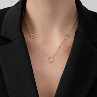 0.26 Karat Pırlanta Yonca Kolye - 3