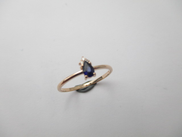 0,27 Karat Pırlanta Yüzük Safir F-G SI 14 Ayar - 1