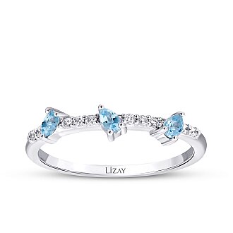 0.28 Karat Pırlanta Blue Topaz Yüzük 