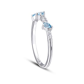 0.28 Karat Pırlanta Blue Topaz Yüzük - Lizay Pırlanta - Glow (1)