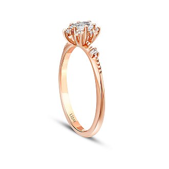 0.28 Karat Pırlanta Damla Lotus Yüzük - 2