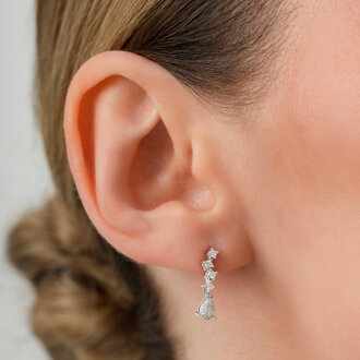 0.28 Karat Pırlanta Damla Trend Küpe - 3