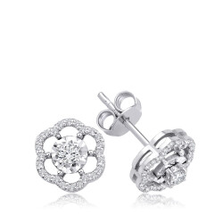 0.29 Carat Diamond Flower Earrings 