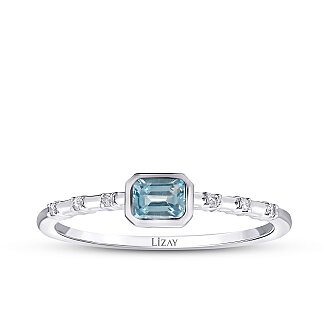 0.29 Karat Pırlanta Blue Topaz Yüzük - 1