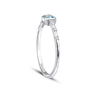 0.29 Karat Pırlanta Blue Topaz Yüzük - 2