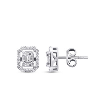 0.30 Karat Pırlanta Baget Küpe 