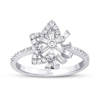 0.30 Karat Pırlanta Baget Yıldız Yüzük 