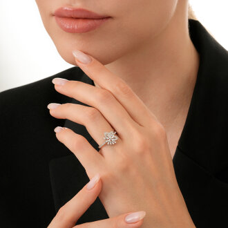 0.30 Karat Pırlanta Baget Yıldız Yüzük - 3