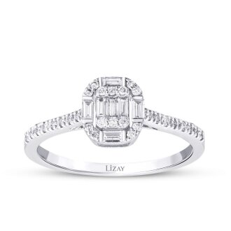 0.30 Karat Pırlanta Baget Yüzük - 1