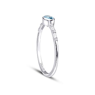 0.30 Karat Pırlanta Blue Topaz Yüzük - 2