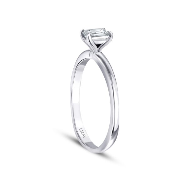 0.30 Karat Pırlanta Emerald Tektaş Yüzük - 2