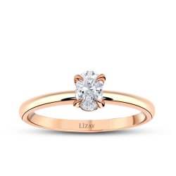 0.30 Karat Pırlanta Oval Tektaş Yüzük - 1