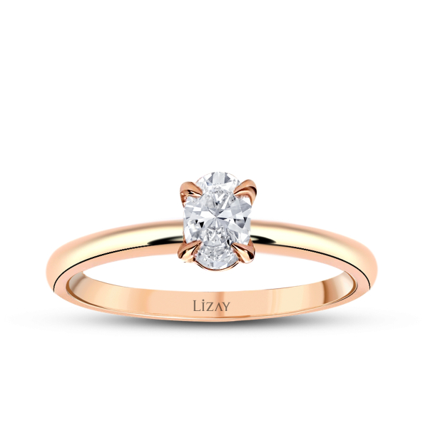 0.30 Karat Pırlanta Oval Tektaş Yüzük - 1