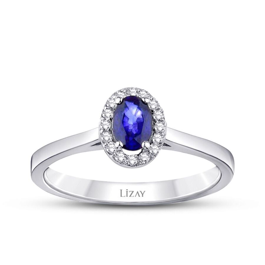0.31 Karat Pırlanta Safir Yüzük
