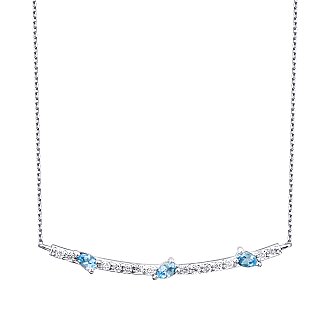 0.32 Karat Pırlanta Blue Topaz Kolye - 1
