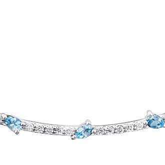 0.32 Karat Pırlanta Blue Topaz Kolye - 2