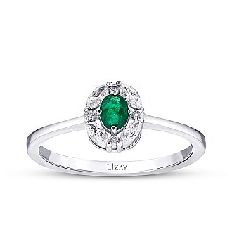 0.33 Karat Pırlanta Zümrüt Yüzük - 1
