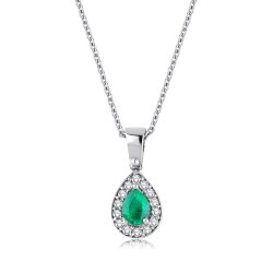 0.34 Carat Diamond Emerald Necklace 