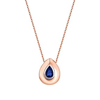 0.34 Karat Damla Safir Kolye - 1
