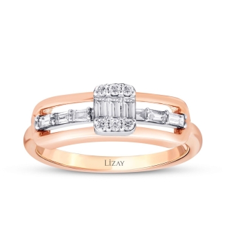 0.34 Karat Pırlanta Baget Yüzük - 1