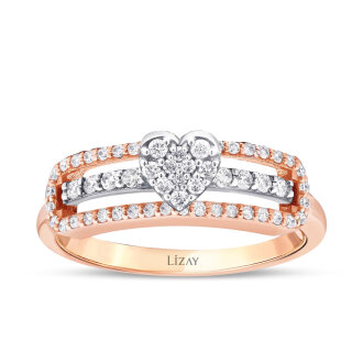 0.34 Karat Pırlanta Kalp Yüzük - 1