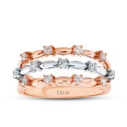 0.34 Karat Pırlanta Sıralı Yüzük - 1