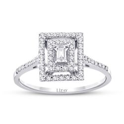 0.35 Karat Pırlanta Baget Yüzük - 1