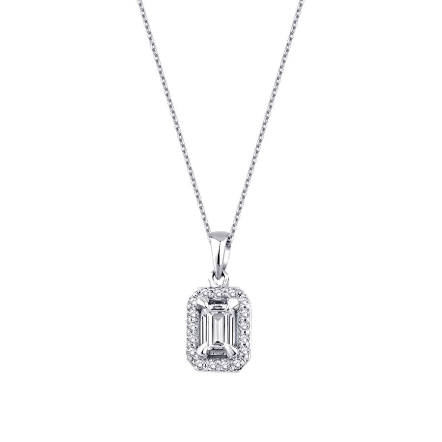 0.35 Karat Pırlanta Emerald Kolye