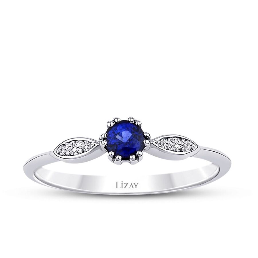 0.35 Karat Pırlanta Safir Yüzük
