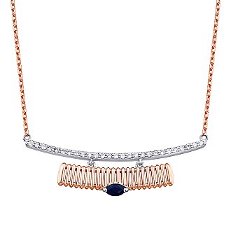 0.36 Karat Pırlanta Safir Kolye - 2