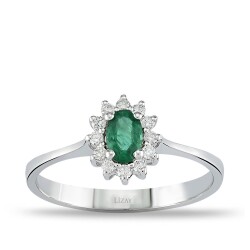 0.37 Carat Diamond Emerald Ring 