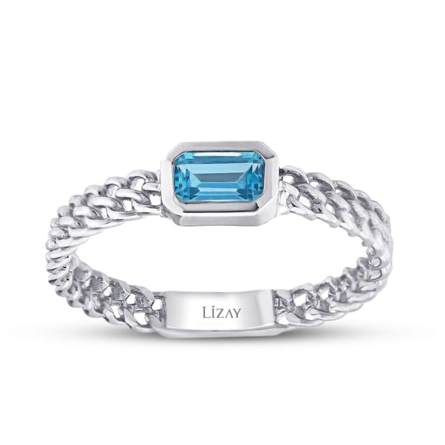0.37 Karat Blue Topaz Baget Yüzük